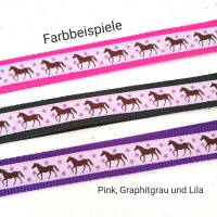 langes Schlüsselband Pferde lila in drei Wunschlängen, NEU mit Ring, Karabiner oder Klemmschließe, Gurtband-Farbauswahl Bild 3