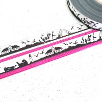 langes Sylt Skyline Schlüsselband auf pinkem Gurtband oder Wunschfarbe, NEU mit Ring oder Karabiner Bild 3