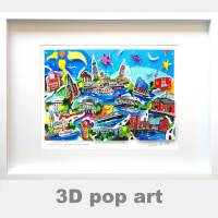 Hamburg 3D pop art bild skyline Speicherstadt Elbphilharmonie fine art limitiert personalisierbar 3dbild Bild 1