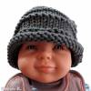Mütze mit Rollrand Baby Kleinkind Titangrau gestrickt Wolle Polyacryl Umfang 38 cm Bild 2