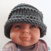 Mütze mit Rollrand Baby Kleinkind Titangrau gestrickt Wolle Polyacryl Umfang 38 cm Bild 3