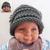 Mütze mit Rollrand Baby Kleinkind Titangrau gestrickt Wolle Polyacryl Umfang 38 cm Bild 4