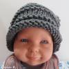 Mütze mit Rollrand Baby Kleinkind Titangrau gestrickt Wolle Polyacryl Umfang 38 cm Bild 6