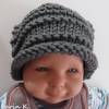 Mütze mit Rollrand Baby Kleinkind Titangrau gestrickt Wolle Polyacryl Umfang 38 cm Bild 9