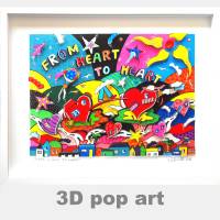 liebe freundschaft herzen 3D pop art bild bunt geschenk fine art limited edition personalisierbar 3dbild Bild 1