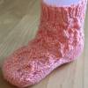 Babysocken,gestrickt mit Lochmuster, ideal für den Sommer Größe: 0-6 Monate, rosa/weiß, Baumwolle Bild 2