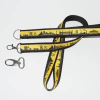 langes schwarz-gelbes Dortmund Skyline Schlüsselband in drei Wunschlängen, NEU mit Ring - oder Karabiner Bild 1