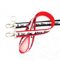 langes Essen Skyline Schlüsselband in rot oder Wunsch-Gurtbandfarbe, Neu mit Ring oder Karabiner Bild 1