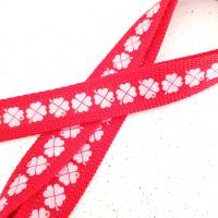 langes Schlüsselband Glücksklee  Rot-Rosatöne in drei Wunschlängen, NEU mit Ring- oder Karabiner und Gurtband-Farbauswah Bild 2