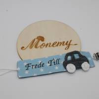 Schnullerband hellblau grau Auto mit Namen personalisiert / Schnullerhalter / Schnullerkette / Geschenk zur Geburt Bild 4