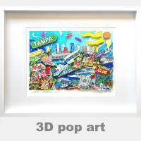 Tampa Bay Florida USA 3D pop art bild skyline fine art limited edition geschenk personalisierbar Bild 1