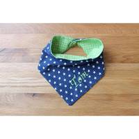 Halstuch für Kinder blau grün Sterne mit Namen personalisiert / Kinderhalstuch / Babyhalstuch Bild 1