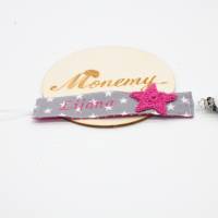 Schnullerband grau Sterne pink Stern mit Namen personalisiert / Schnullerhalter / Schnullerkette / Geschenk zur Geburt Bild 3