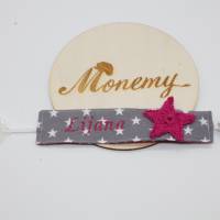 Schnullerband grau Sterne pink Stern mit Namen personalisiert / Schnullerhalter / Schnullerkette / Geschenk zur Geburt Bild 7