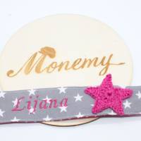 Schnullerband grau Sterne pink Stern mit Namen personalisiert / Schnullerhalter / Schnullerkette / Geschenk zur Geburt Bild 8