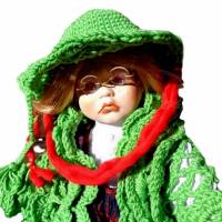 Puppenset Häkeljacke und Hütchen Maigrün Wolle von Lana Grossa Bild 1
