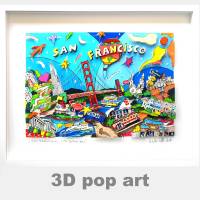 San Francisco USA 3D pop art bild golden gate bridge fine art limited edition personalisierbar geschenk bunt Bild 1