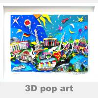 Berlin 3D pop art bild Reichstag Brandenburger Tor fine art limitiert personalisierbar geschenk 3dbild bunt Bild 1