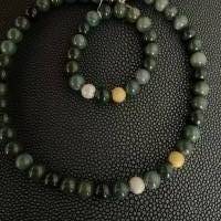 Wunderschöne,handgefertigte Halskette mit Moos - Achaten,grünes Edelstein Collier, handgefertigte Perlenkette Bild 10