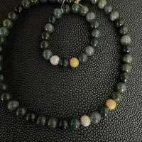 Wunderschöne,handgefertigte Halskette mit Moos - Achaten,grünes Edelstein Collier, handgefertigte Perlenkette Bild 9