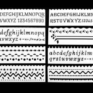 8er Set Buchstaben Borte Muster Schablone Scrapbooking Stencil DIY Basteln Druck Malen Bild 1
