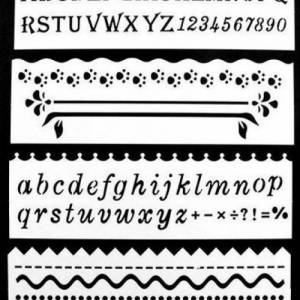 8er Set Buchstaben Borte Muster Schablone Scrapbooking Stencil DIY Basteln Druck Malen Bild 3