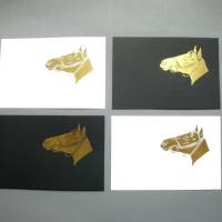4 Hübsche Karten für Pferdenarren / Pferdenärrinnen Goldprägung Pferd Bild 3