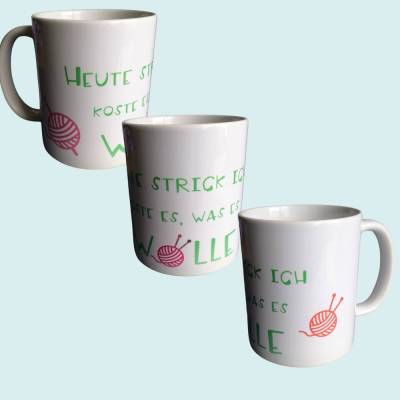 dekorative Kaffee-Tasse für alle Strick-Verliebten,Heute strick ich, meine kreative Keramik-Tasse,spülmaschinenfest
