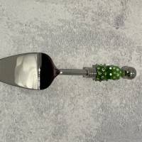 Tortenschaufel klein mit Glasperlen - Lampwork - grün Bild 2