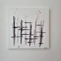 Abstrakte Acrylmalerei Schwarzweiß mit Rot Acryl Bild Malen auf Leinwand Gemälde Wandbild Bild 3