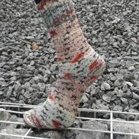 Schöne Socken, unisex, beige-türkis-braun, Größe 38/39, gestrickt Bild 5