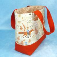 Kindertasche mit Füchsen und Kindern, gefüttert | Kindergartentasche aus Stoff von Acufactum | Kita Tasche | Stofftasche Bild 6