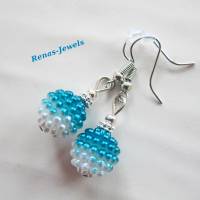 Perlen Ohrhänger blau weiß silberfarben Ohrringe Perlenohrhänger Perlenohrringe Bild 5