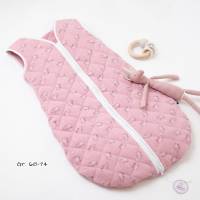 Babyschlafsack Musseline, Strampelsack mit teilbarem Reißverschluss, Babyschlafsack Farbe Beere Hippo Motiv Bild 2