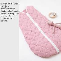 Babyschlafsack Musseline, Strampelsack mit teilbarem Reißverschluss, Babyschlafsack Farbe Beere Hippo Motiv Bild 6
