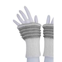 Pulswärmer 100 % Merino-Wolle handgestrickt hellgrau weiß - Damen - Einheitsgröße - Modell 52 Bild 3