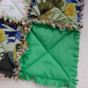 grün  weißer Rag Quilt Tischläufer , grüner Tischläufer Bild 9