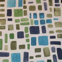 11,80 EUR/m Baumwollstoff Mosaik Striche grün blau auf weiß Webware 100% Baumwolle Bild 1