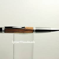 Holzkugelschreiber – Walnuss Holz gedrechselt Unikat Drehkugelschreiber edel schwer mit Gun Metal Chrom Sierra Bild 4