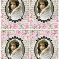 Reispapier - Motiv Strohseide - A4 - Decoupage - Vintage - Romantic Girl - 19597 Bild 3