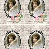 Reispapier - Motiv Strohseide - A4 - Decoupage - Vintage - Romantic Girl - 19598 Bild 3