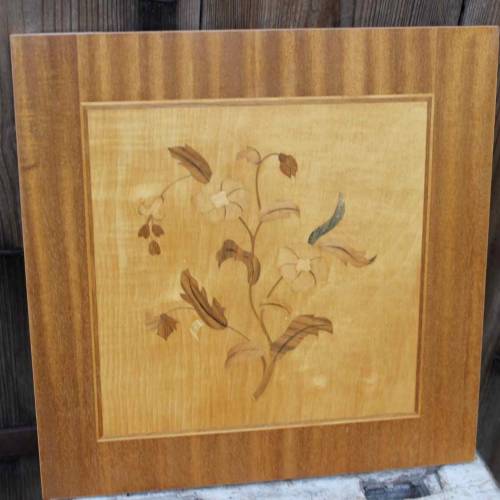 Intarsienbild Blume Handmade  Holz Midcentury 60er Jahre DDR