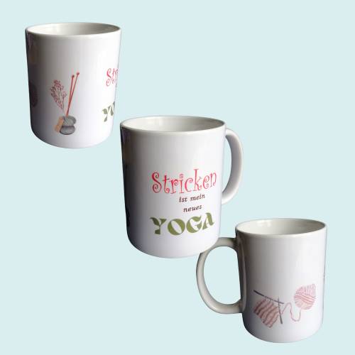 Keramik-Tasse zum Genießen, dekorative Kaffee-Tasse für alle Strick-Verliebten, meine kreative Keramik-Tasse,