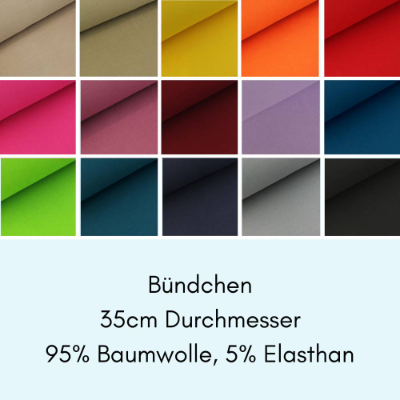 Bündchen glatt, Bündchenstoff Farbwahl, 70cm offen, 35cm Schlauch, Öko-Tex Standard 100