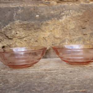 2 tlg Dessertschalen Set rosa Glas Rosalinglas Pressglas 50er Jahre DDR Bild 1