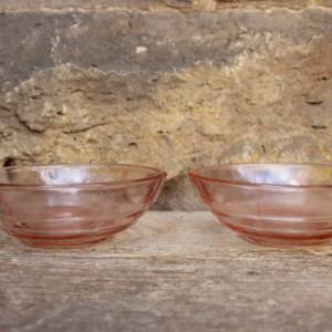 2 tlg Dessertschalen Set rosa Glas Rosalinglas Pressglas 50er Jahre DDR Bild 2