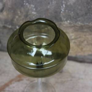 Vase Glaskelch Kelch Glas Mundgeblasen Rauchglas grün Lauscha  60er 70er Jahre DDR Bild 3