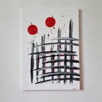 Abstrakte Acrylmalerei Schwarzweiß Gemälde mit Rot Unikat Acryl Malen Acrylbild Wandbild Bild 2