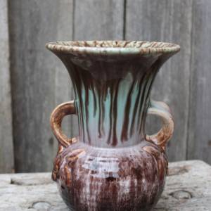 Vase 21 cm Amphore Henkelvase Uranglasur Laufglasur Keramik Art Deco 30er Jahre Bild 2