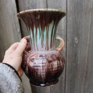 Vase 21 cm Amphore Henkelvase Uranglasur Laufglasur Keramik Art Deco 30er Jahre Bild 5
